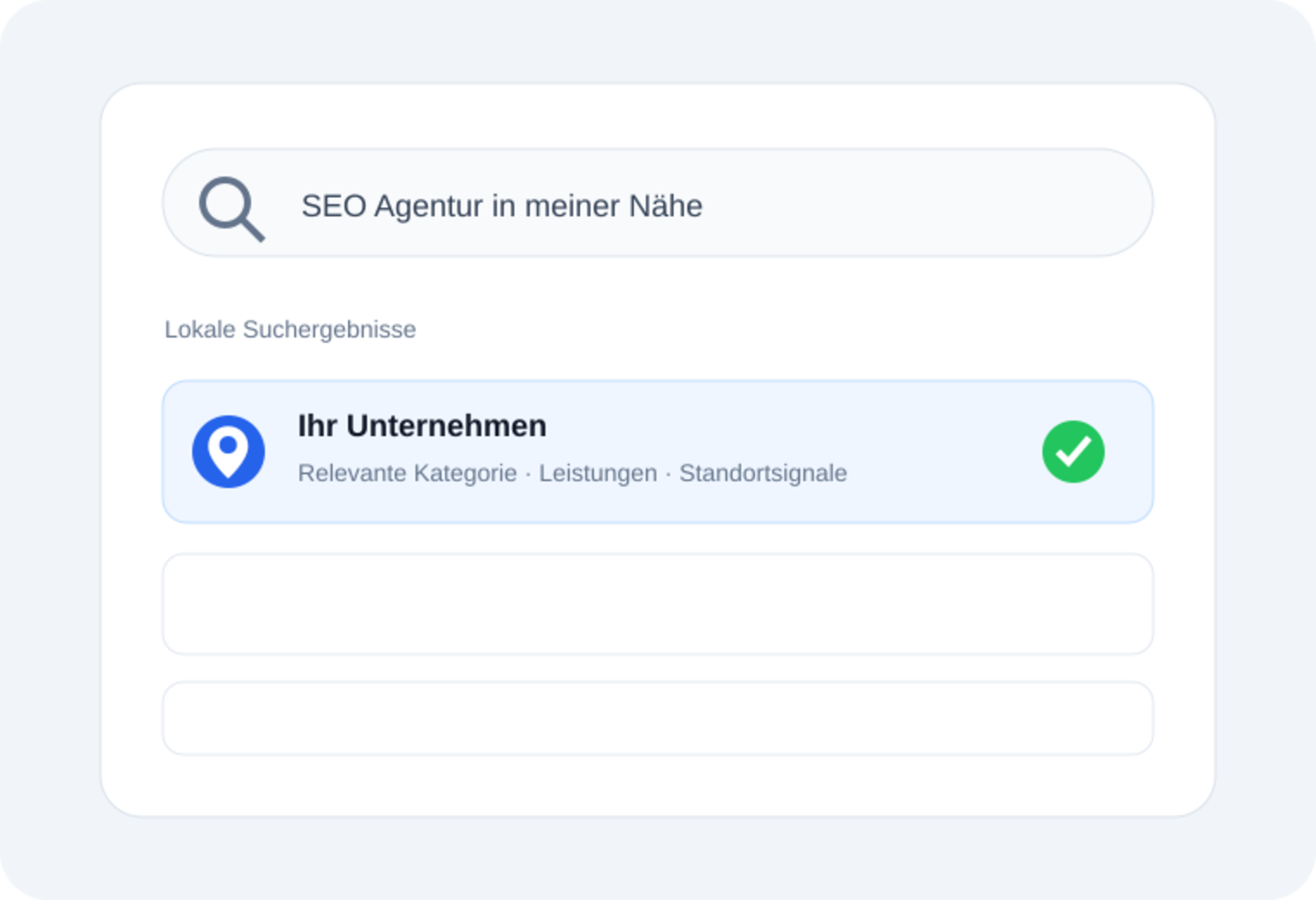 Illustration einer lokalen Google-Suche mit Unternehmensprofil