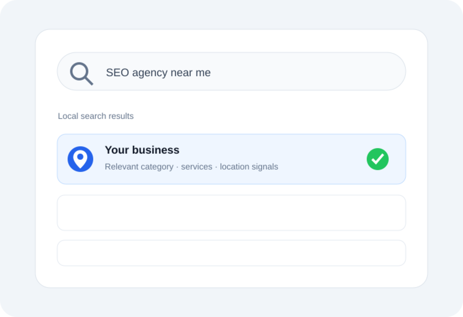 Illustration of a local Google search with a business profile